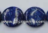 CNL737 15.5 inches 25mm flat round natural lapis lazuli gemstone beads