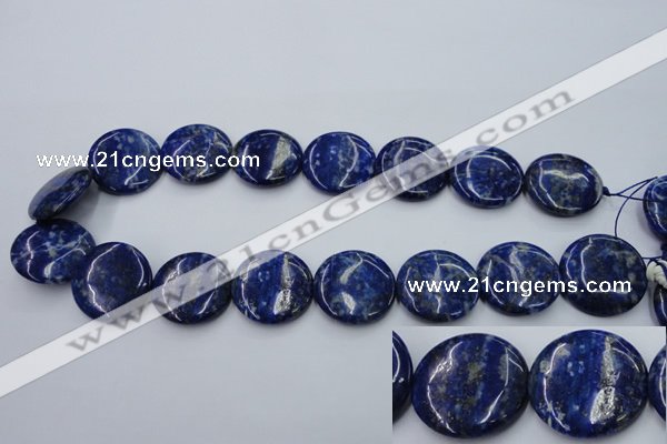 CNL737 15.5 inches 25mm flat round natural lapis lazuli gemstone beads