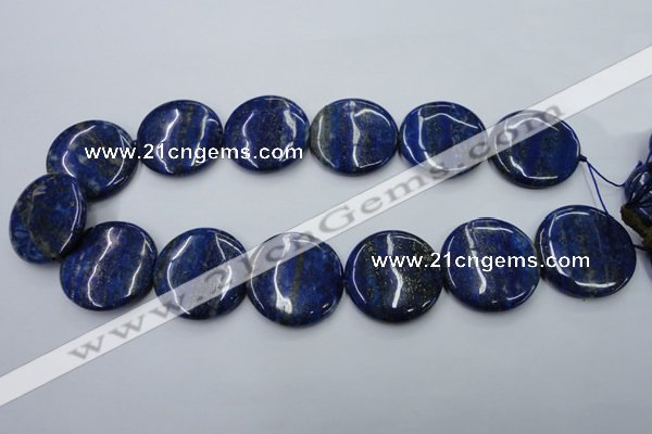 CNL738 15.5 inches 30mm flat round natural lapis lazuli gemstone beads