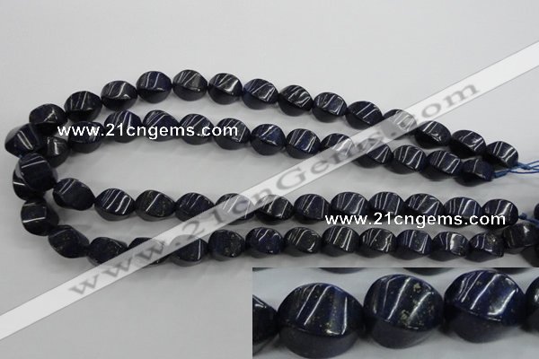 CNL920 15.5 inches 10*14mm twisted rice natural lapis lazuli beads