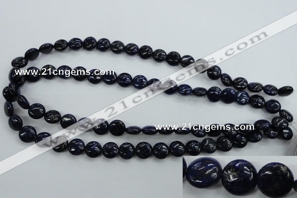 CNL923 15.5 inches 10mm flat round natural lapis lazuli gemstone beads