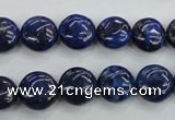 CNL924 15.5 inches 12mm flat round natural lapis lazuli gemstone beads