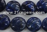 CNL926 15.5 inches 16mm flat round natural lapis lazuli gemstone beads