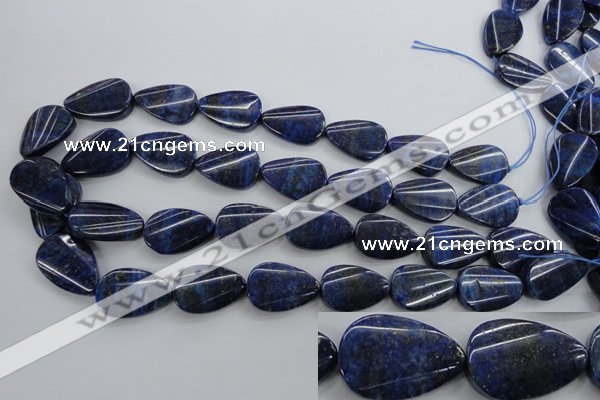 CNL985 15.5 inches 17*25mm twisted flat teardrop natural lapis lazuli beads