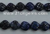 CNL991 15.5 inches 10mm carved flower natural lapis lazuli gemstone beads