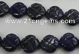 CNL993 15.5 inches 13mm carved flower natural lapis lazuli gemstone beads