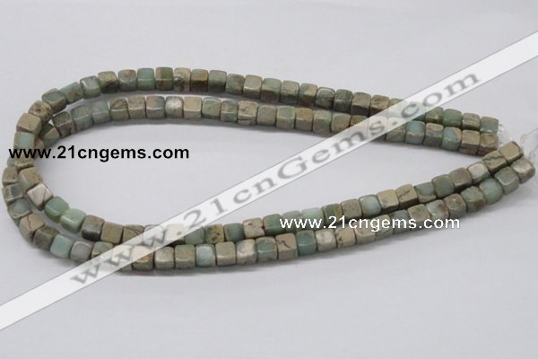 CNS06 16 inches 7*7mm cube natural serpentine jasper beads wholesale