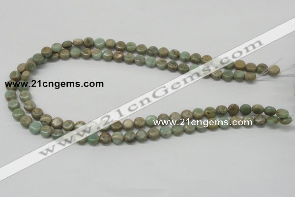 CNS08 16 inches 8mm flat round natural serpentine jasper beads