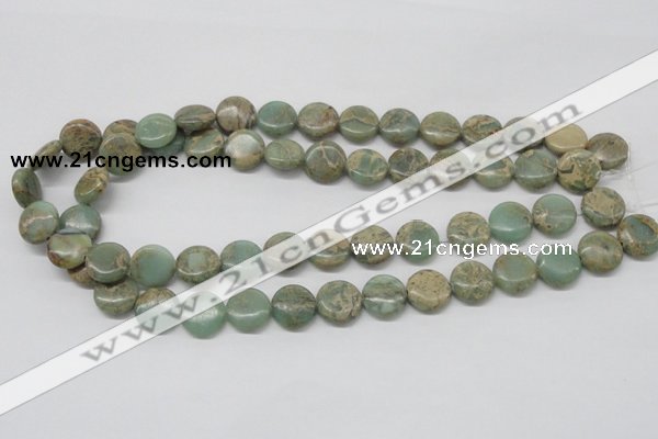 CNS10 16 inches 14mm flat round natural serpentine jasper beads