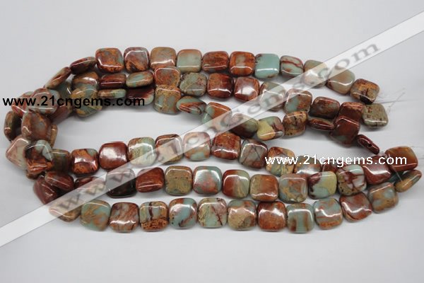 CNS104 15.5 inches 14*14mm square natural serpentine jasper beads