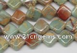 CNS118 15.5 inches 10*10mm diamond natural serpentine jasper beads