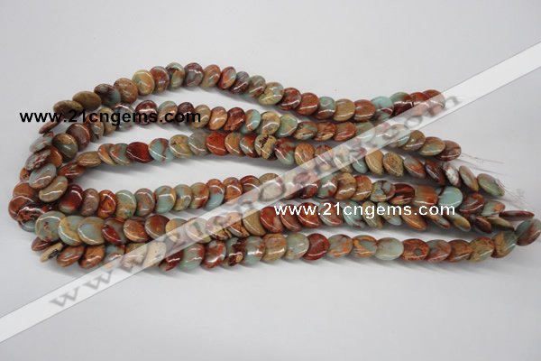 CNS124 15.5 inches 12mm flat round natural serpentine jasper beads