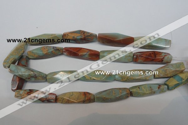 CNS134 15.5 inches 12*40mm faceted rice natural serpentine jasper beads