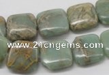 CNS17 16 inches 16*16mm square natural serpentine jasper beads