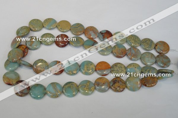 CNS190 15.5 inches 18mm flat round natural serpentine jasper beads