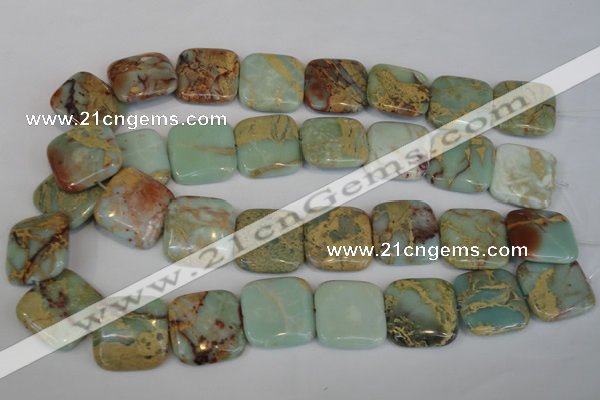 CNS195 15.5 inches 25*25mm square natural serpentine jasper beads