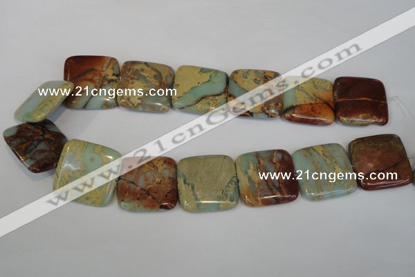 CNS196 15.5 inches 30*30mm square natural serpentine jasper beads