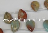 CNS199 Top-drilled 10*14mm flat teardrop natural serpentine jasper beads