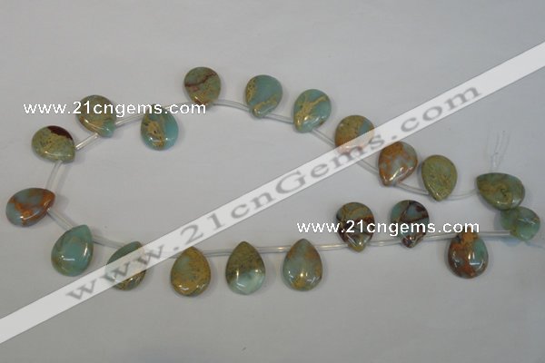 CNS200 Top-drilled 15*20mm flat teardrop natural serpentine jasper beads