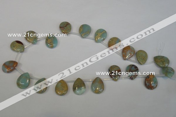 CNS200 Top-drilled 15*20mm flat teardrop natural serpentine jasper beads