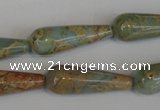 CNS201 15.5 inches 10*30mm teardrop natural serpentine jasper beads