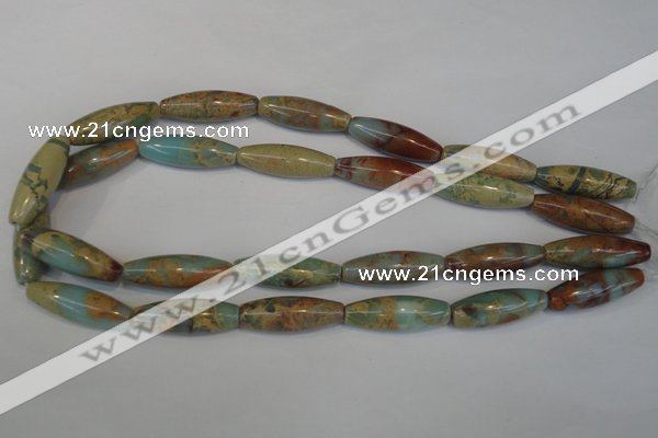 CNS204 15.5 inches 10*30mm rice natural serpentine jasper beads