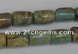 CNS205 15.5 inches 10*14mm drum natural serpentine jasper beads