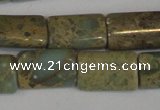 CNS215 15.5 inches 8*12mm flat tube natural serpentine jasper beads