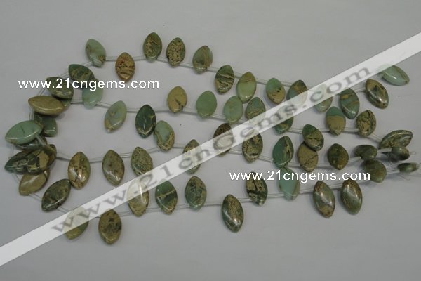 CNS218 Top-drilled 10*18mm marquise natural serpentine jasper beads