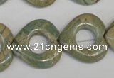 CNS220 15.5 inches 25*25mm heart donut natural serpentine jasper beads