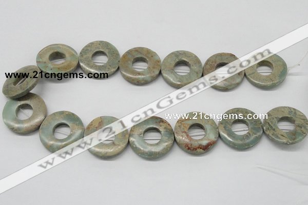 CNS23 16 inches 30mm flat round natural serpentine jasper beads