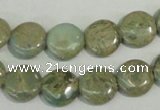 CNS230 15.5 inches 12mm flat round natural serpentine jasper beads