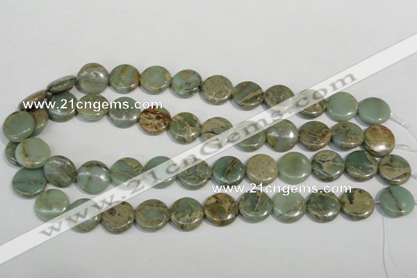 CNS231 15.5 inches 16mm flat round natural serpentine jasper beads