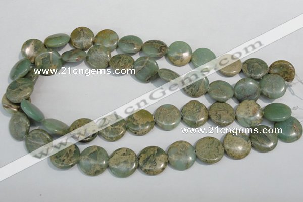 CNS232 15.5 inches 18mm flat round natural serpentine jasper beads