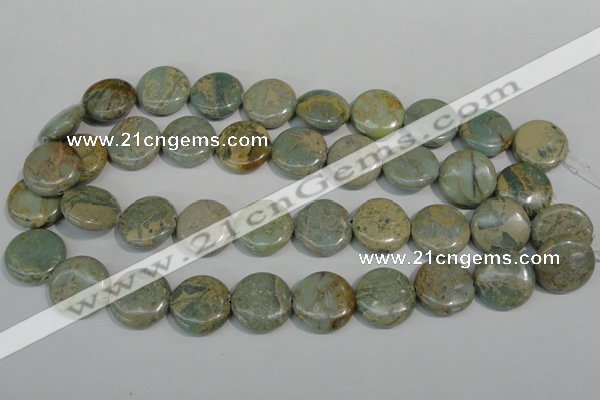 CNS233 15.5 inches 20mm flat round natural serpentine jasper beads