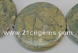 CNS238 15.5 inches 50mm flat round natural serpentine jasper beads