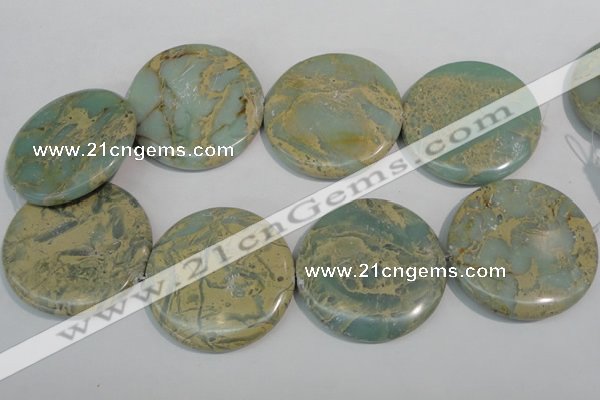 CNS238 15.5 inches 50mm flat round natural serpentine jasper beads