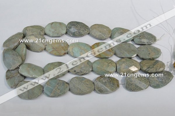 CNS262 20*30mm twisted & faceted rectangle natural serpentine jasper beads