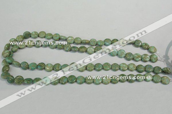 CNS280 15.5 inches 10mm flat round natural serpentine jasper beads