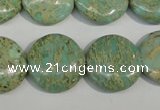 CNS284 15.5 inches 18mm flat round natural serpentine jasper beads