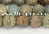 CNS342 15.5 inches 8mm faceted round serpentine jasper beads