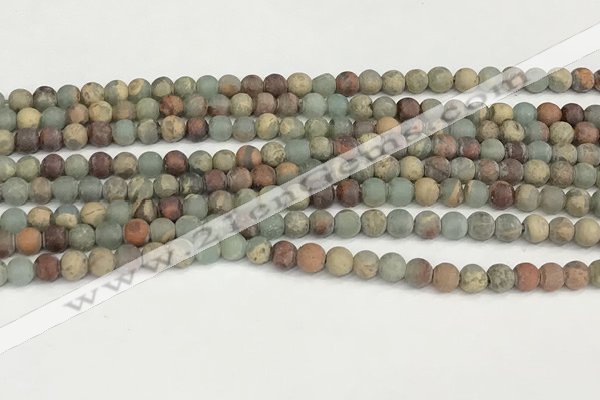 CNS345 15.5 inches 6mm round matte serpentine jasper beads