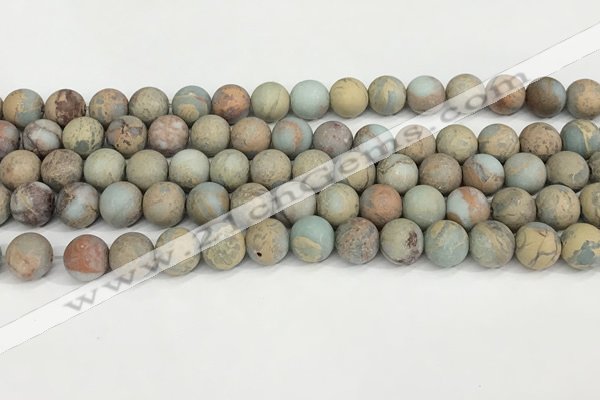 CNS348 15.5 inches 10mm round matte serpentine jasper beads