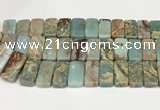 CNS353 7.5 inches 10*20mm rectangle double drilled serpentine jasper beads