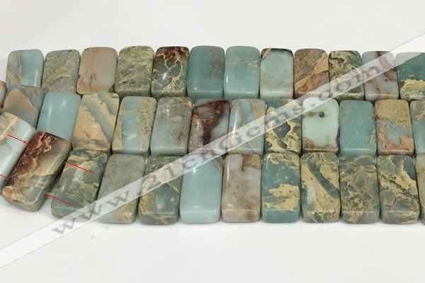 CNS353 7.5 inches 10*20mm rectangle double drilled serpentine jasper beads