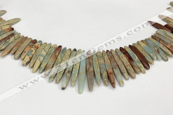 CNS355 Top drilled 5*15mm - 6*45mm sticks serpentine jasper beads