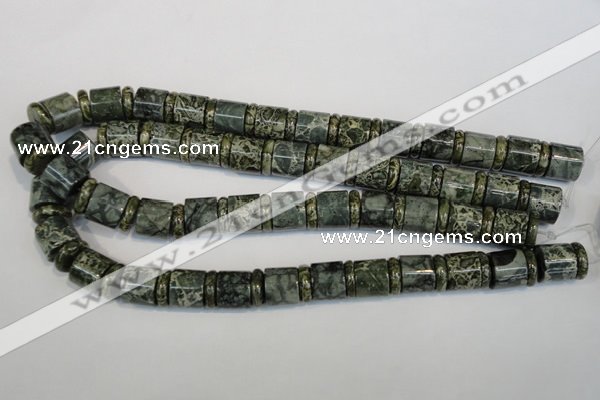 CNS418 15.5 inches 4*14mm rondelle & 12*14mm tube serpentine jasper beads