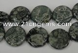 CNS420 15.5 inches 14mm flat round natural serpentine jasper beads