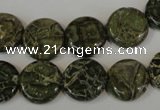 CNS520 15.5 inches 14mm flat round natural serpentine jasper beads