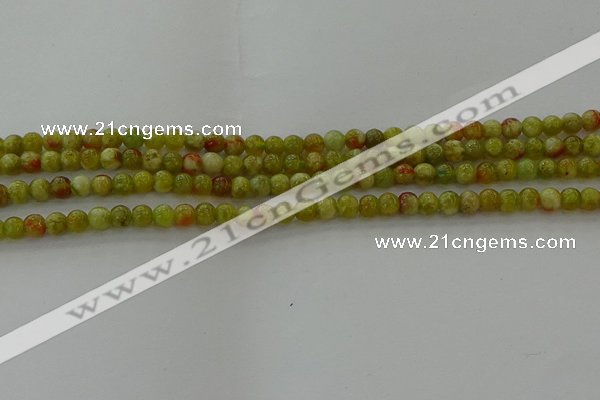 CNS600 15.5 inches 4mm round green dragon serpentine jasper beads